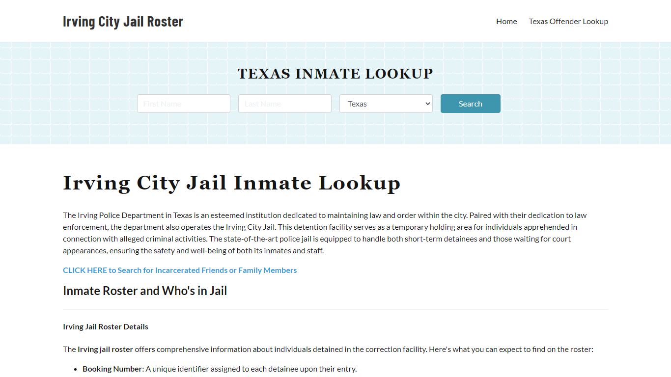 Irving Police Department & City Jail, TX Inmate Roster, Arrests, Mugshots